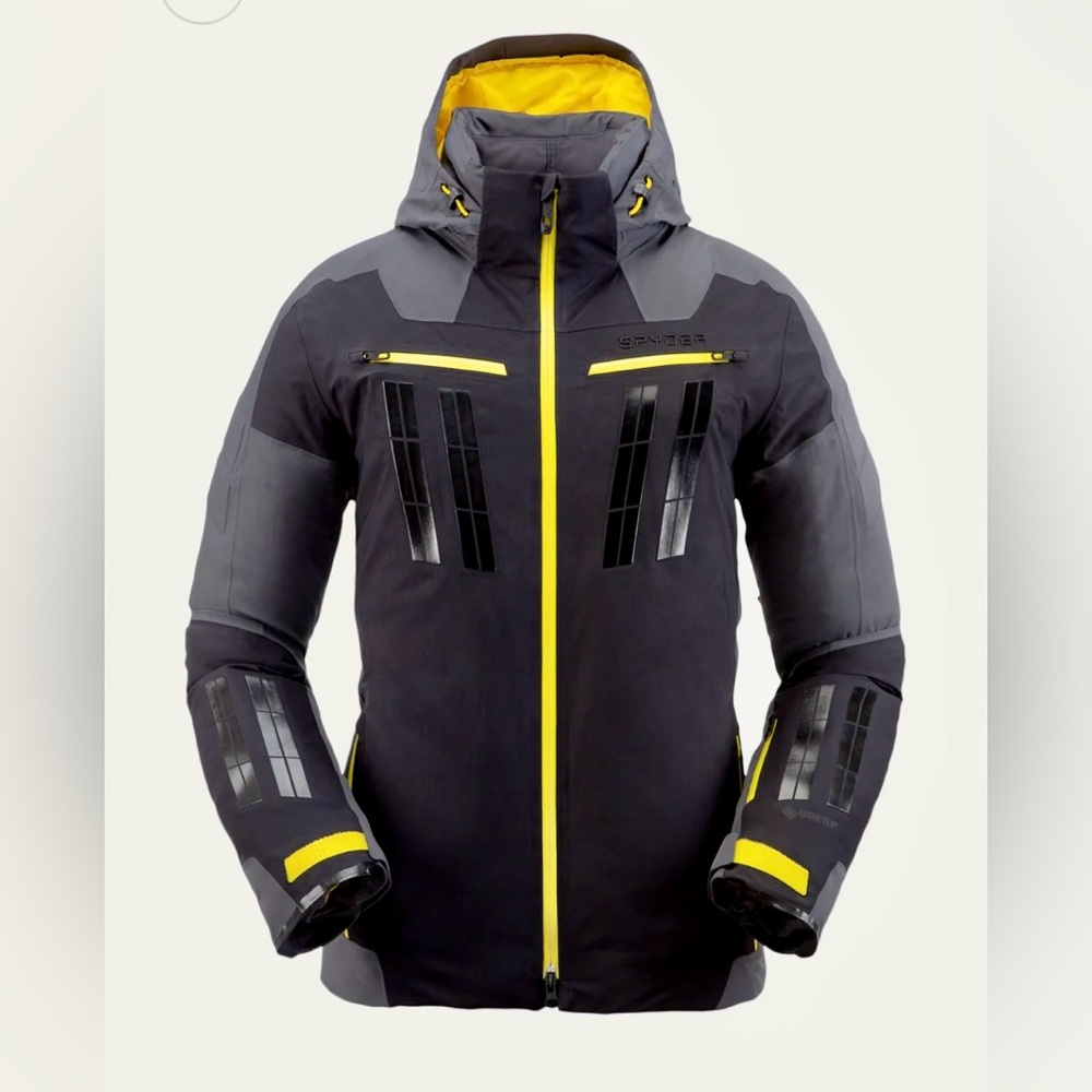 Spyder Men's Medium Monterosa GTX Gray and Yellow Ski Jacket Ret. $1050